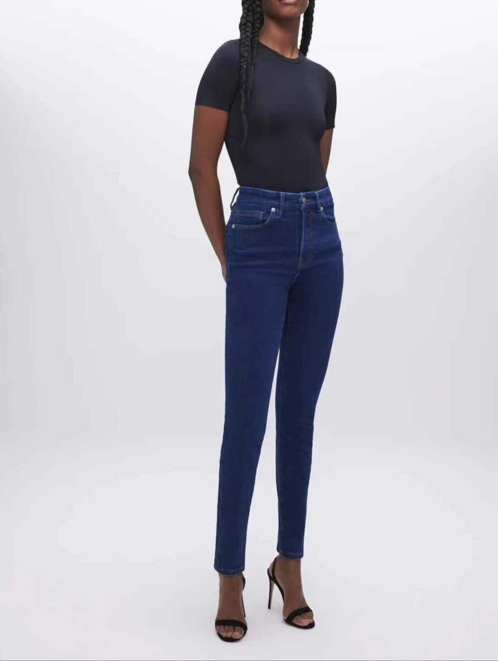 Good American High-Rise Skinny Jeans in Dark Blue Wash